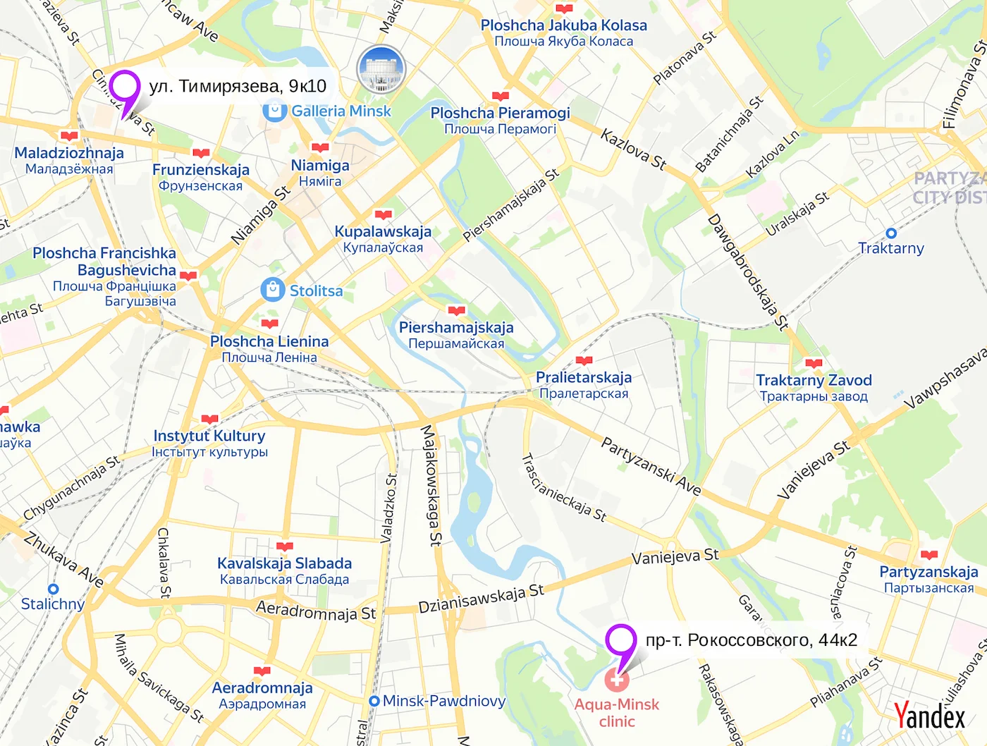 Расположение танцевальных студий